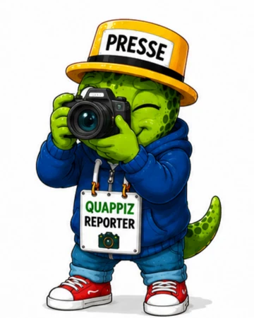 Reporter QUAPPIZ mit Kamera und Pressehut